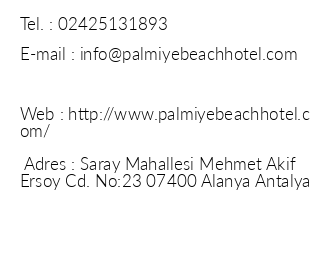 Palmiye Park Apart Hotel iletiim bilgileri